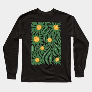 White Camellia & Fern Green Long Sleeve T-Shirt